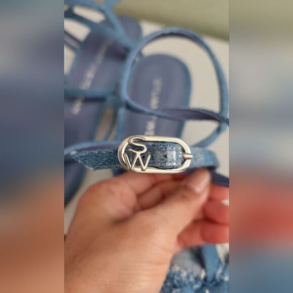 $495 Stuart Weitzman Belize 50 Stappy Sandal In Denim 7B - Picture 10 of 10